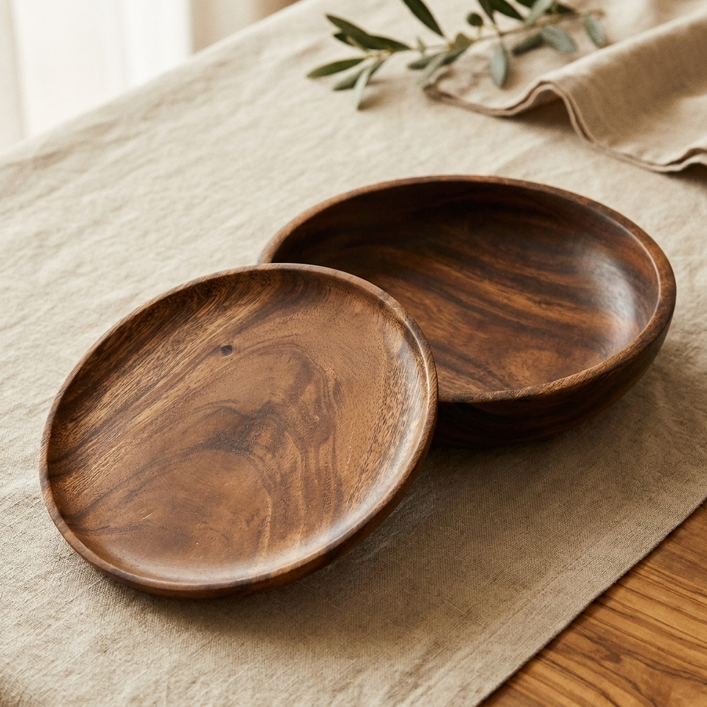Rose's Olivewood Serving Pair | Plate & Dish