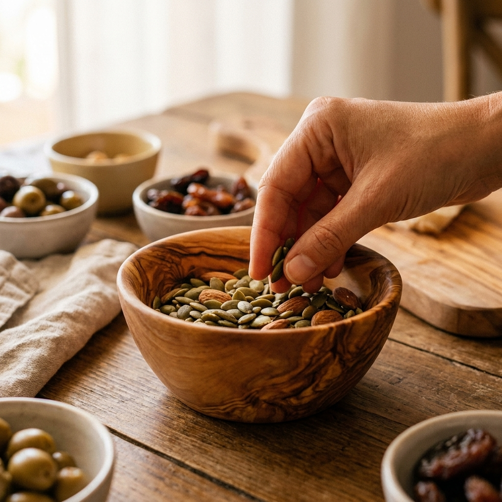 Rose's Olivewood Bowls & Plate Set — 4 Pieces