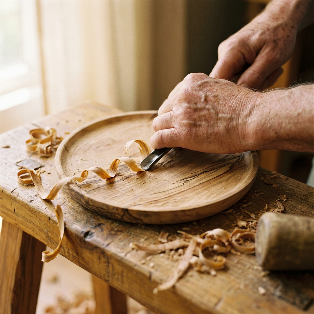 Rose's Olivewood Bowls & Plate Set — 4 Pieces