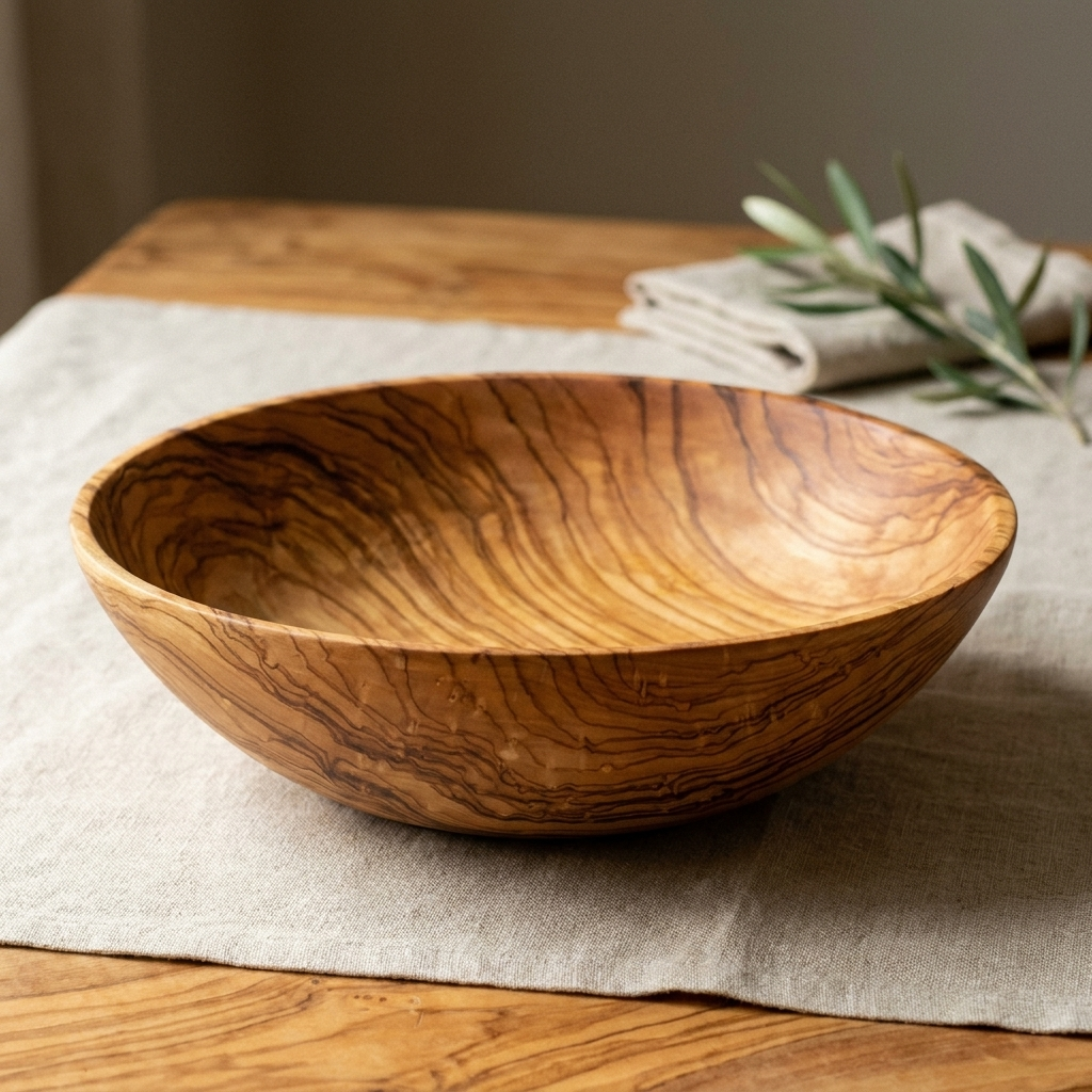 Rose's Olivewood Bowls & Plate Set — 4 Pieces