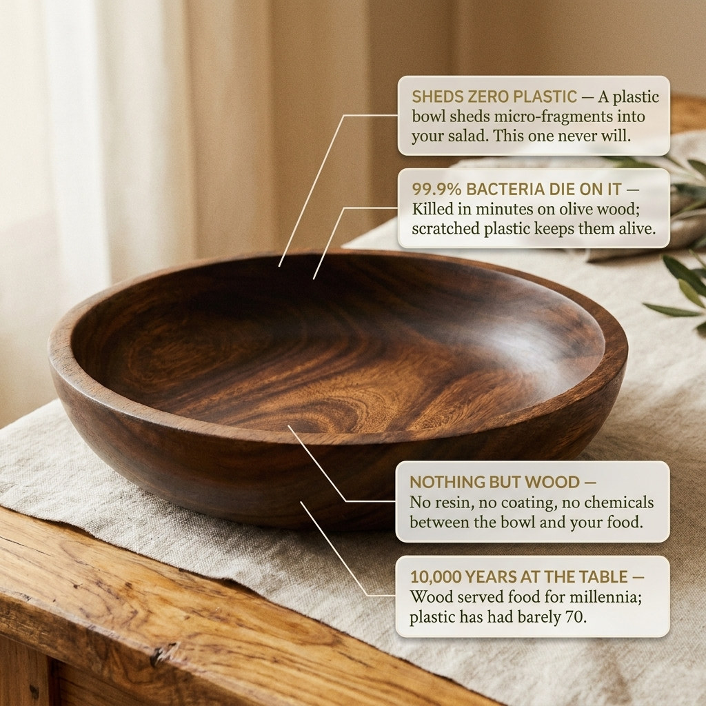 Rose's Olivewood Bowls & Plate Set — 4 Pieces