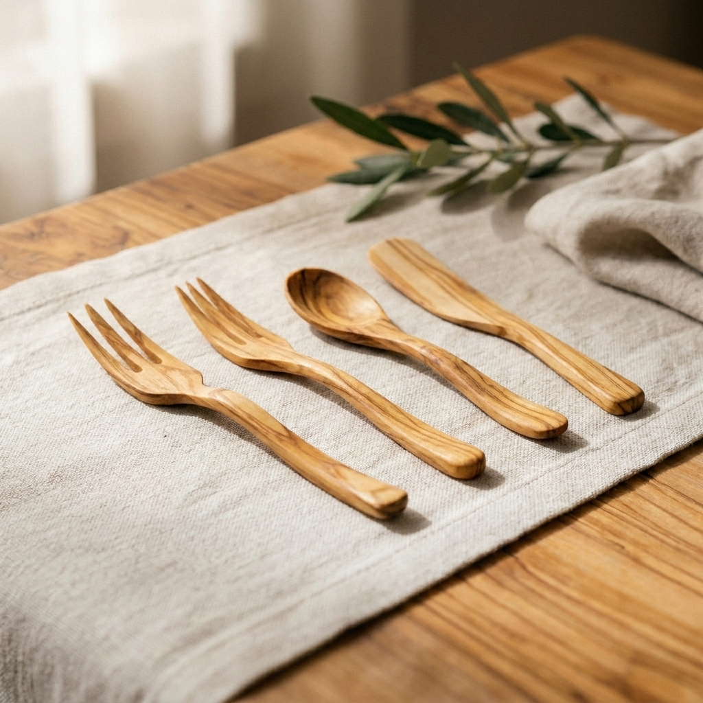 Rose's Olivewood Table Set — 4 Pieces