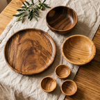 Rose's Olivewood Bowls & Plate Set — 4 Pieces